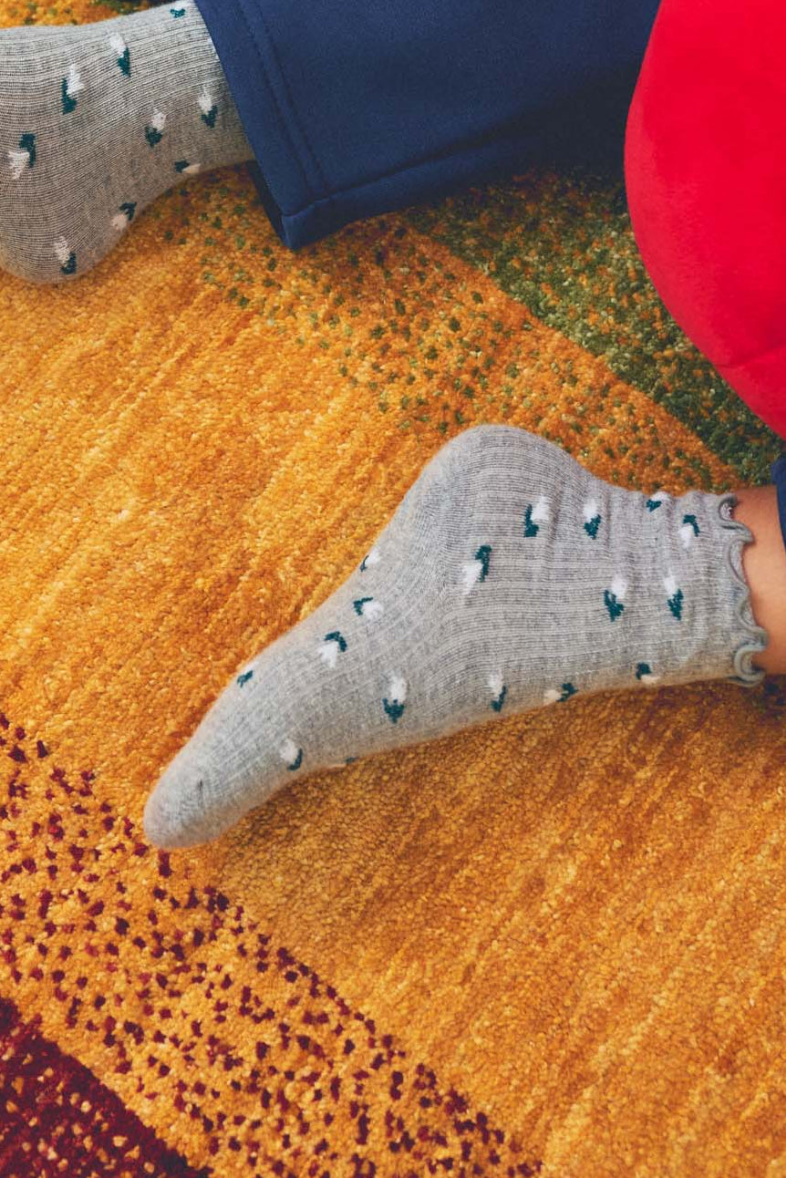 Pack 4 calcetines niña puño ondulado estampado flores