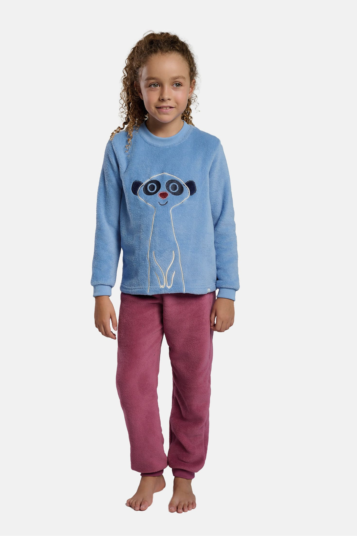 Pijama largo polar coralina niña estampado suricata