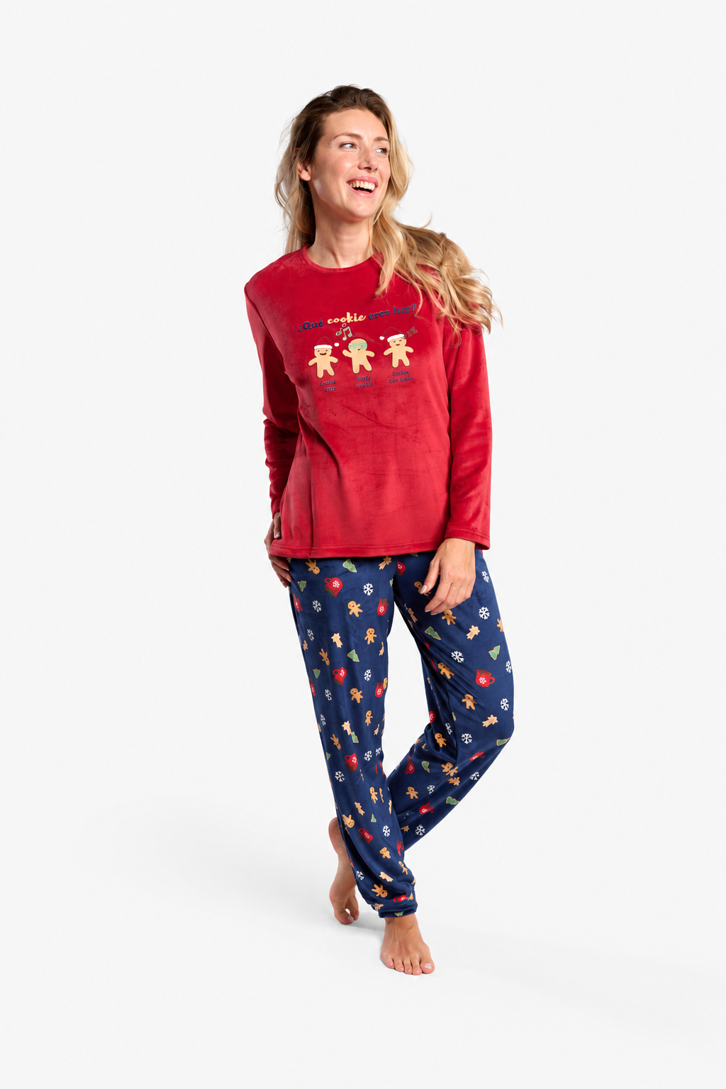 Pijama largo de terciopelo mujer Navidad