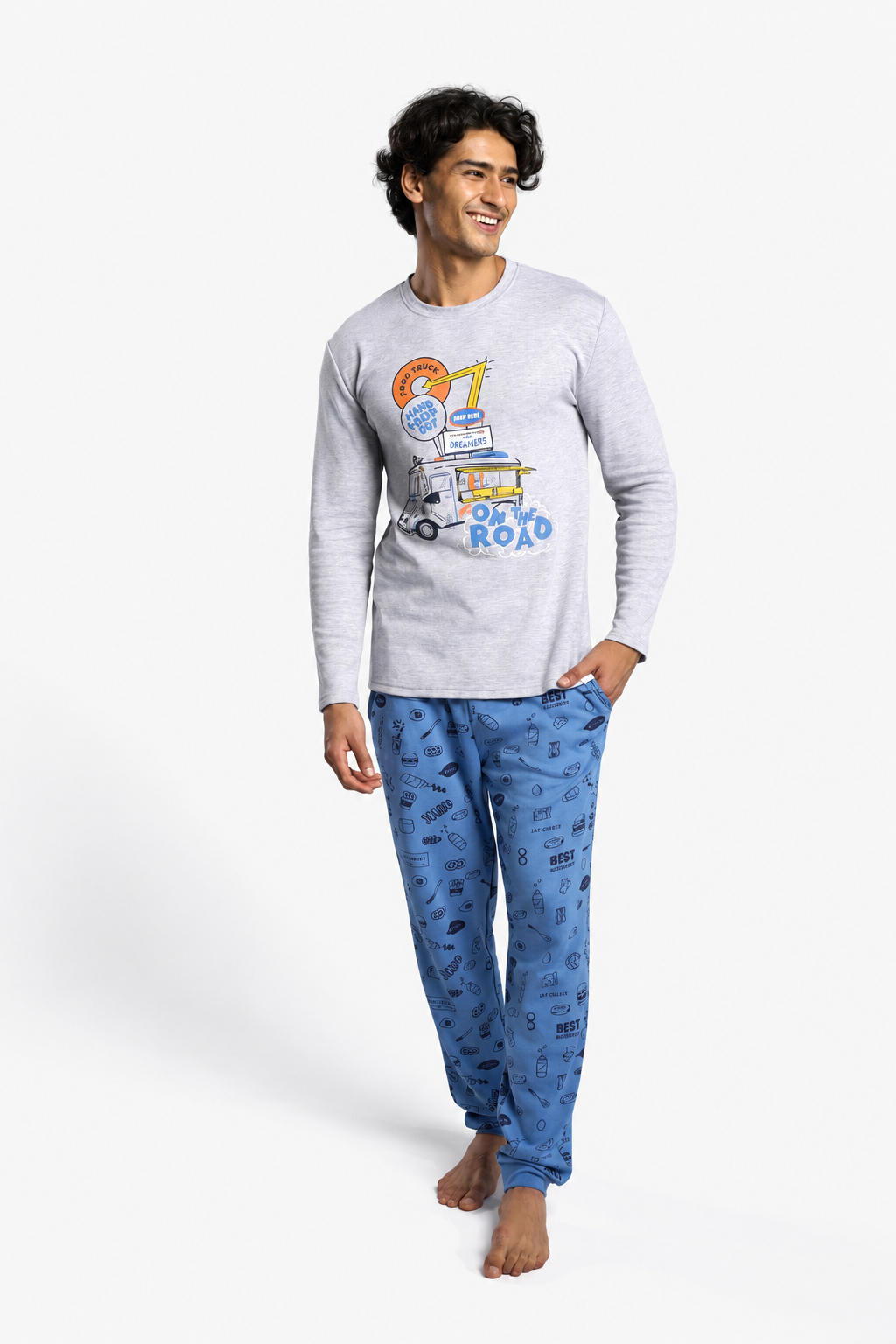 Pijama largo hombre afelpado estampado Food Truck