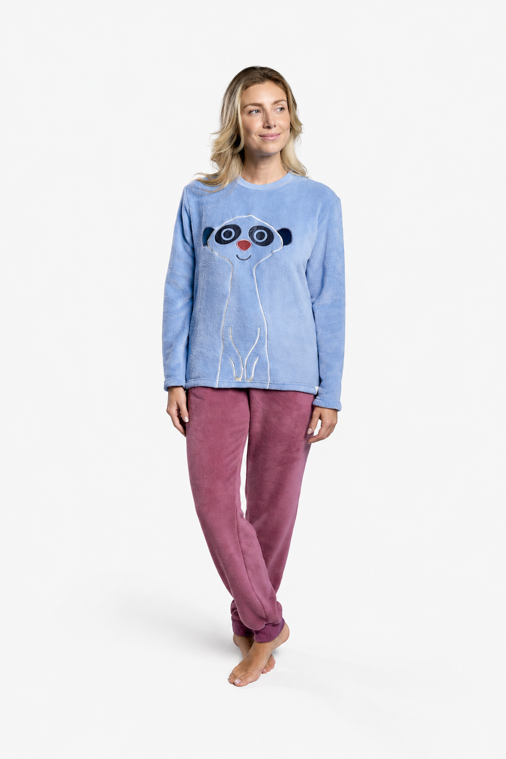 Pijama largo polar coralina mujer suricato