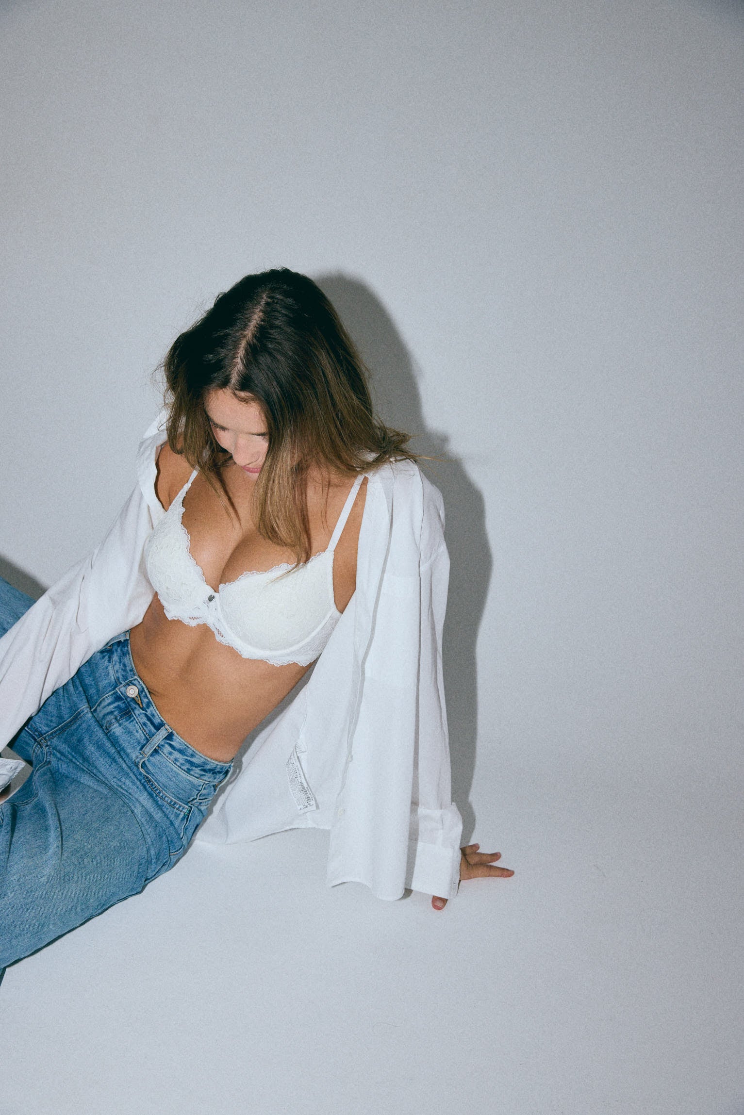 Ivory lace padded underwire bra