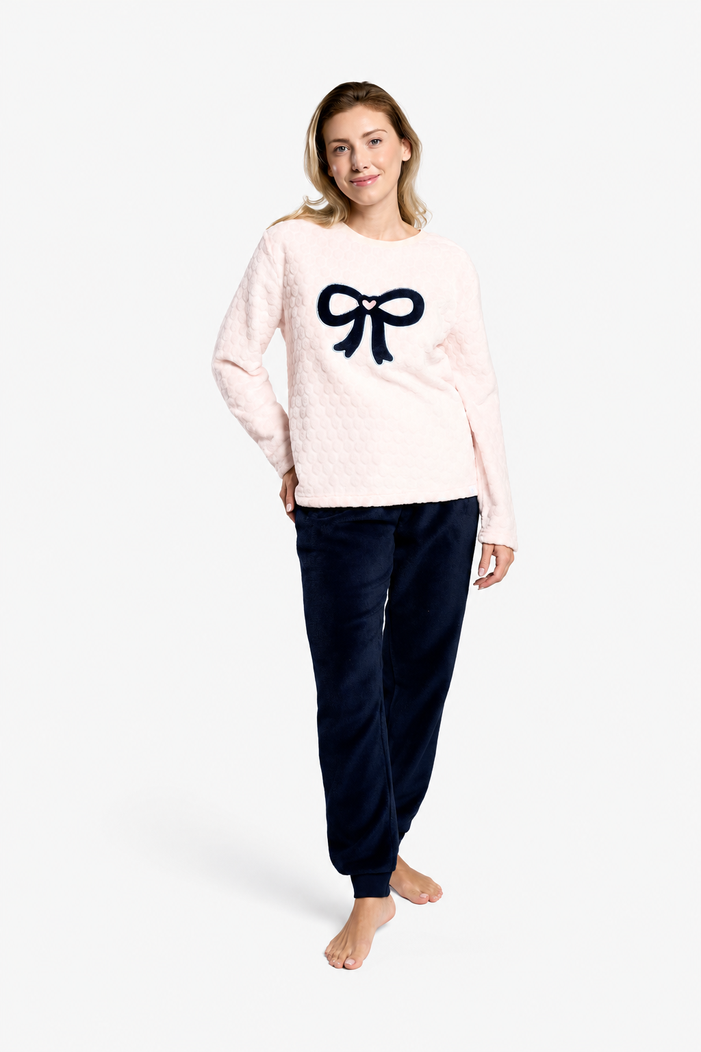 Pijama largo polar coralina mujer lazo