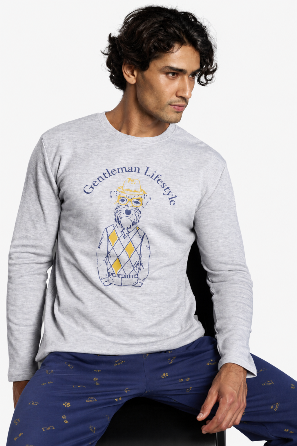 Pijama largo hombre afelpado estampado Gentleman Lifestyle