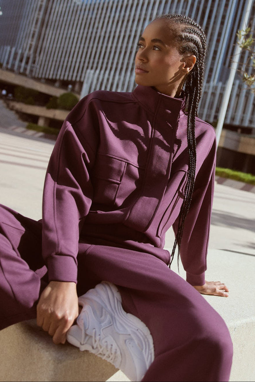 Chaqueta deportiva bomber con bolsillos burdeos