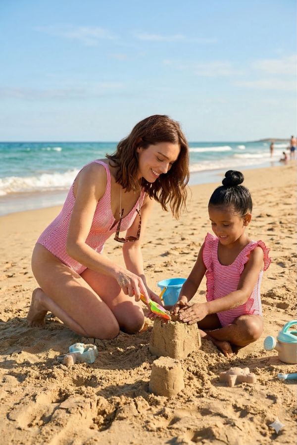 Conjunto baño rayas rosa madre e hija Colección Mini me