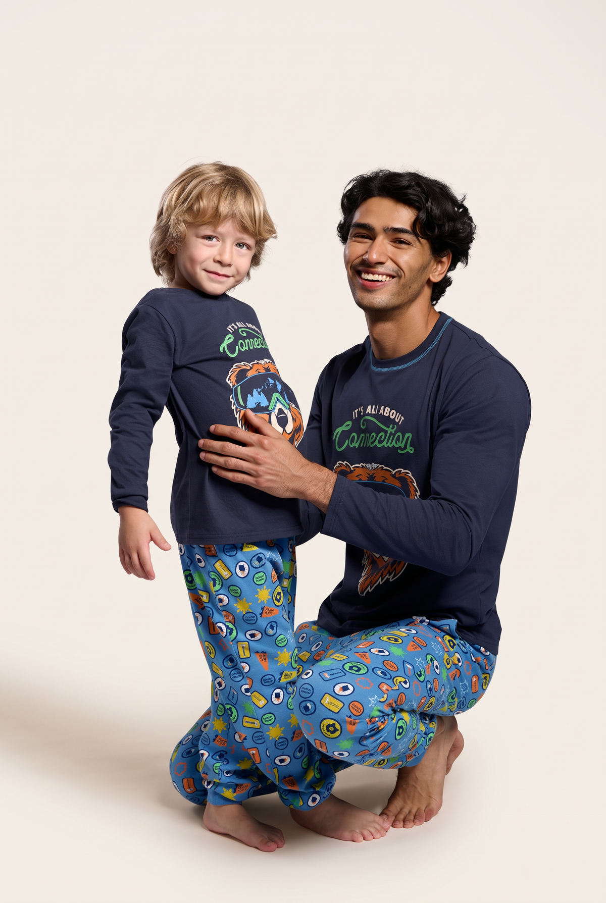 Pijama largo hombre algodón estampado oso I'ts all about Connection