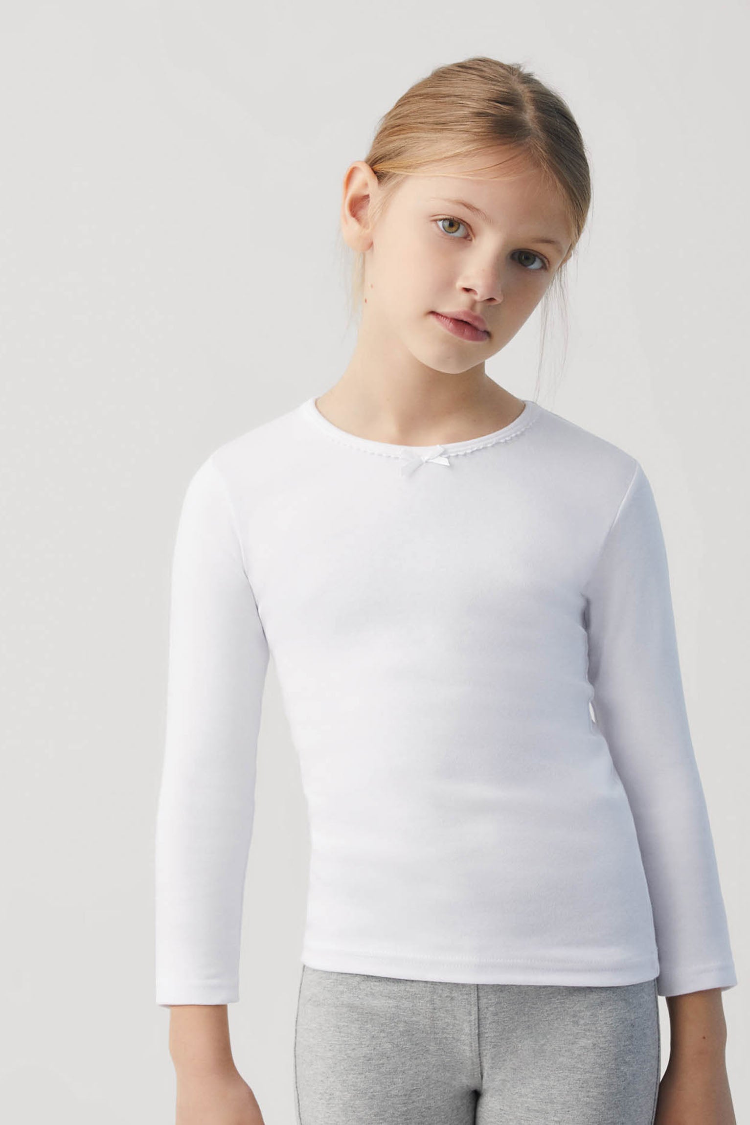 18303 1 camiseta interior niña manga larga - Blanco