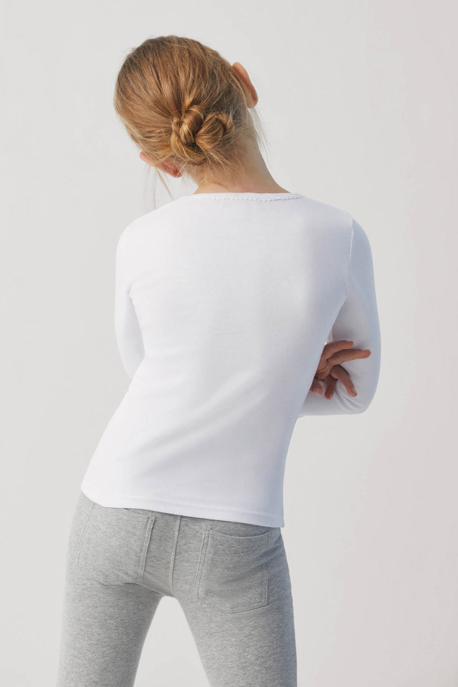 18303 2 camiseta interior niña manga larga - Blanco