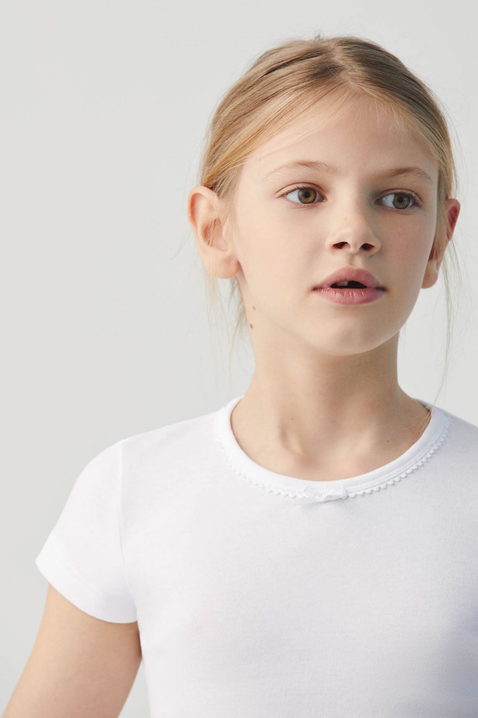 18307 1 camiseta interior niña manga corta - Blanco