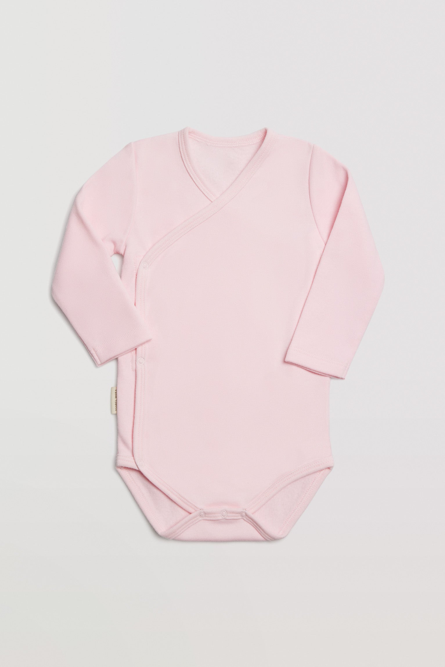Body bebé básico manga larga cruzado rosa