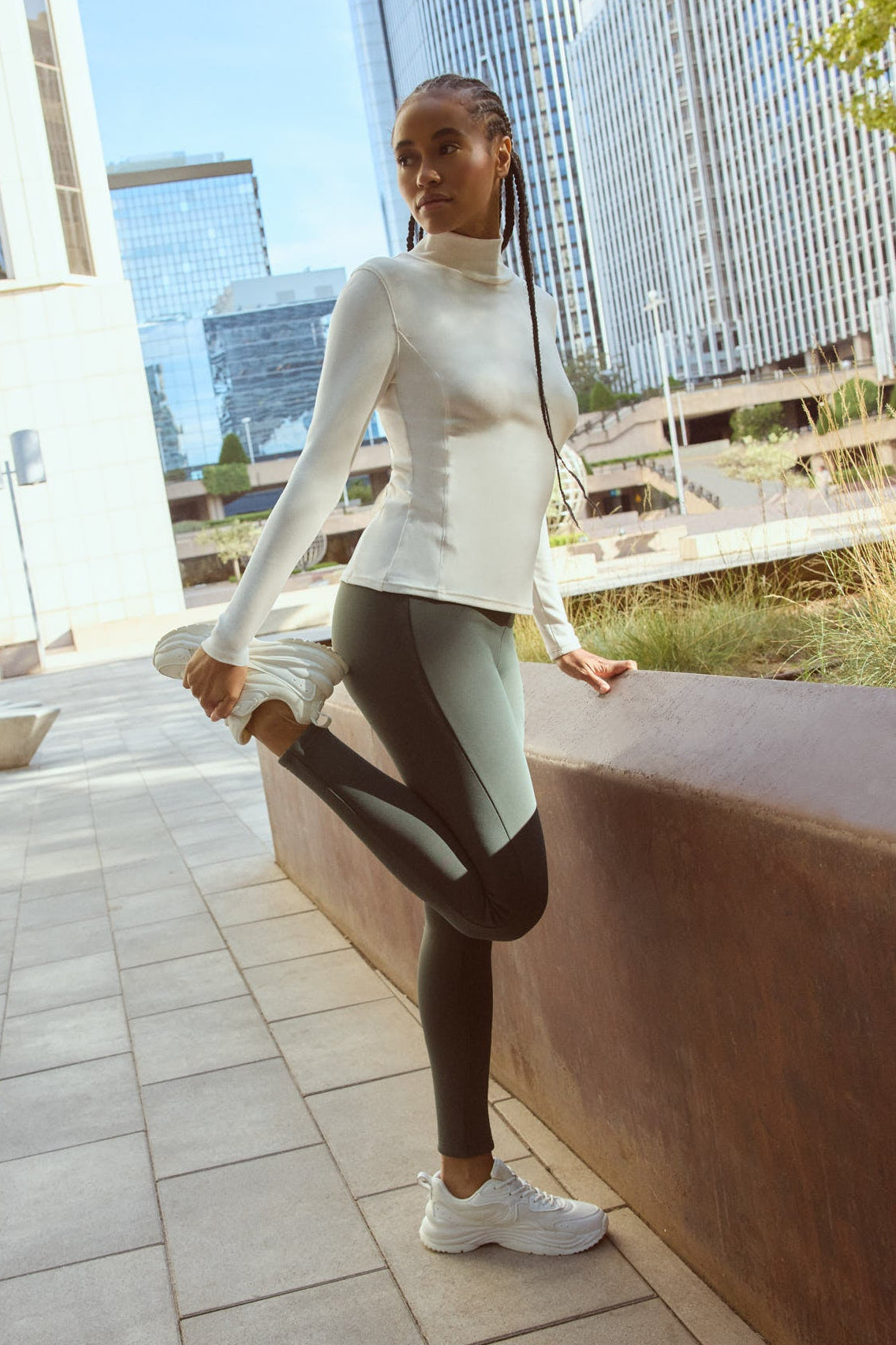 Leggings deportivos de tiro alto tacto algodonero verde