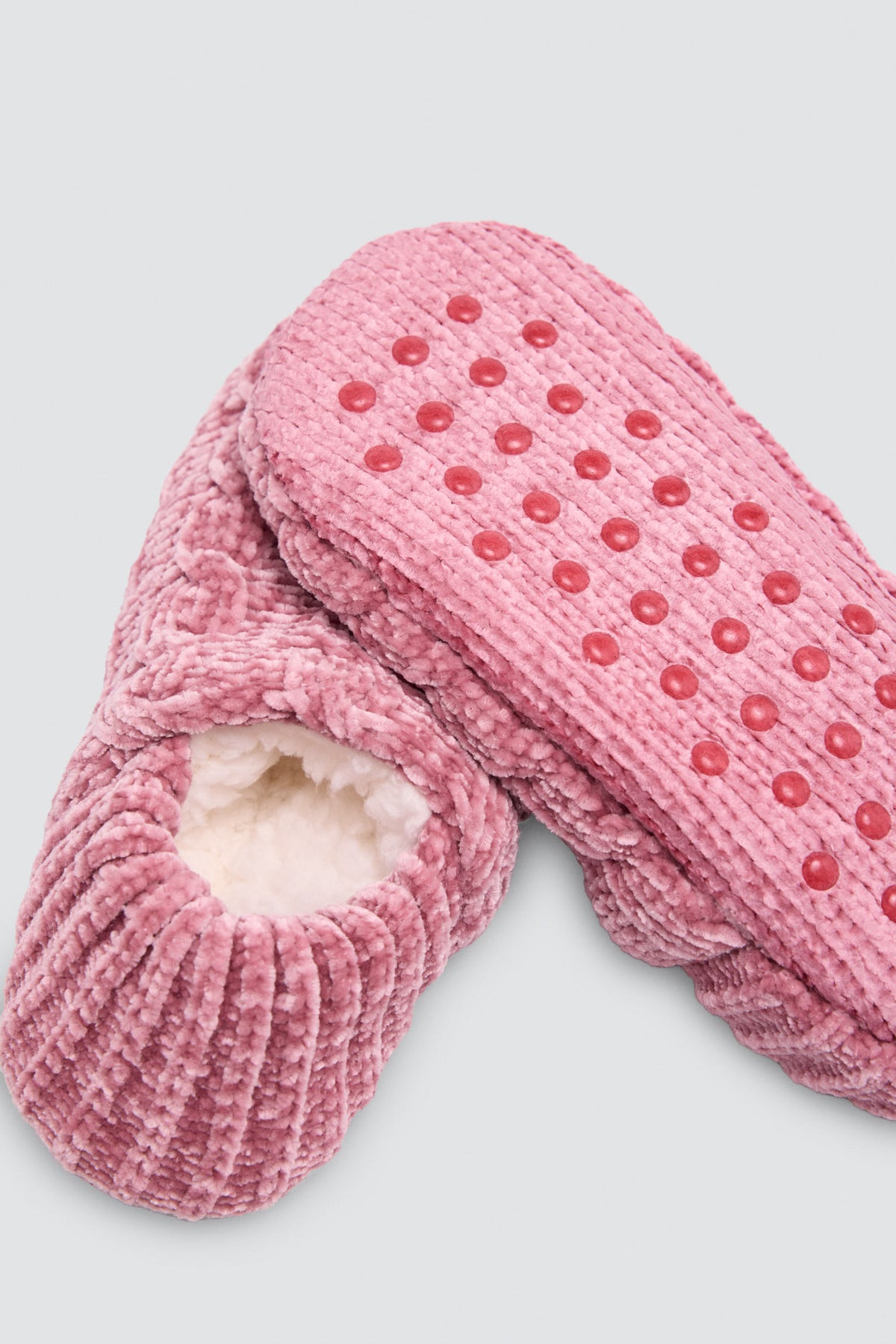 Patuco zapatilla aterciopelado antideslizante interior borreguito mujer rosa