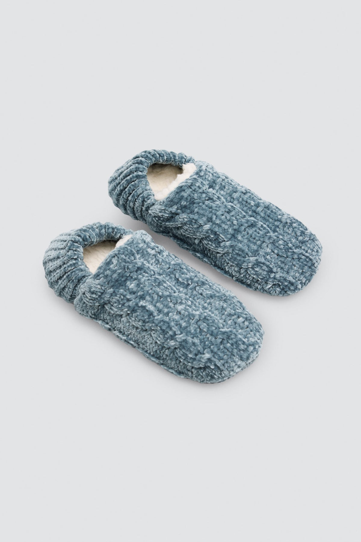 Patuco zapatilla aterciopelado antideslizante interior borreguito mujer azul