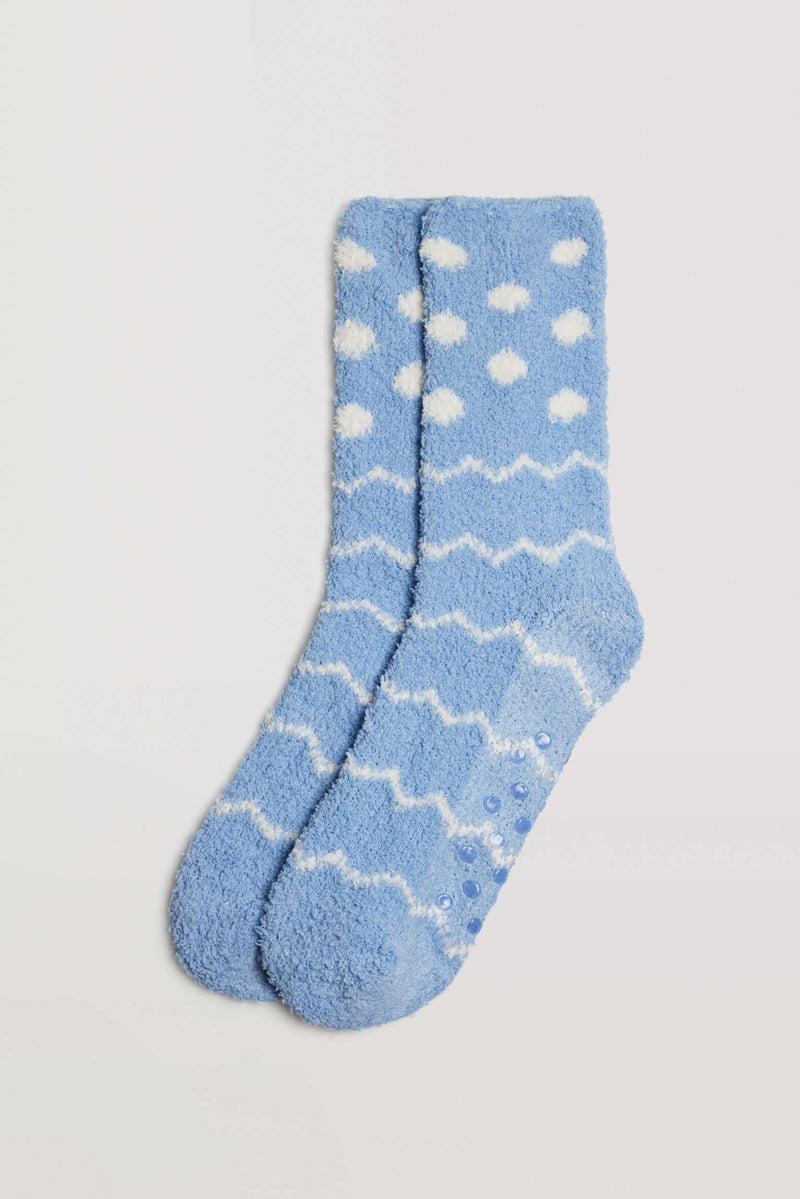 Pack de 2 pares de calcetines de mujer Azul Cachemira Gris Basic Coton