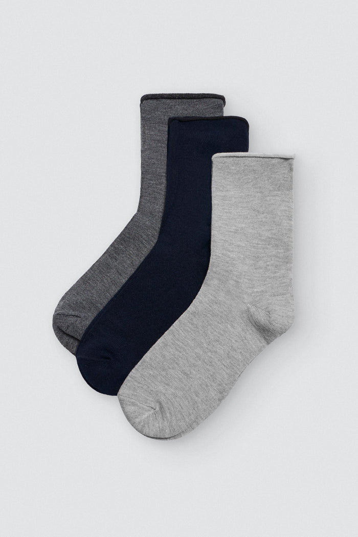 Pack 3 calcetines bambú sin puño tonos neutros