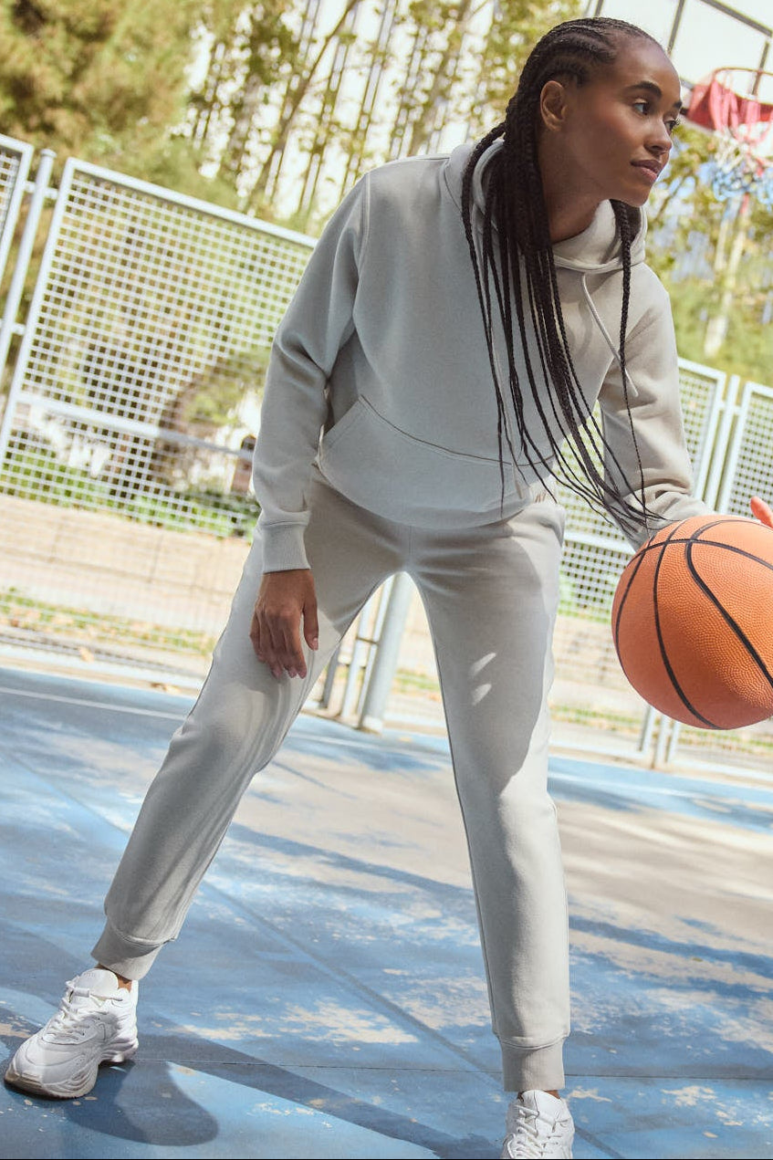 Pantalón deportivo jogger con cintura ajustable beige