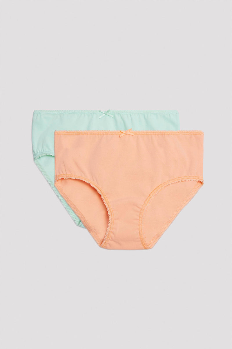 Pack of 2 orange and green girls' panties