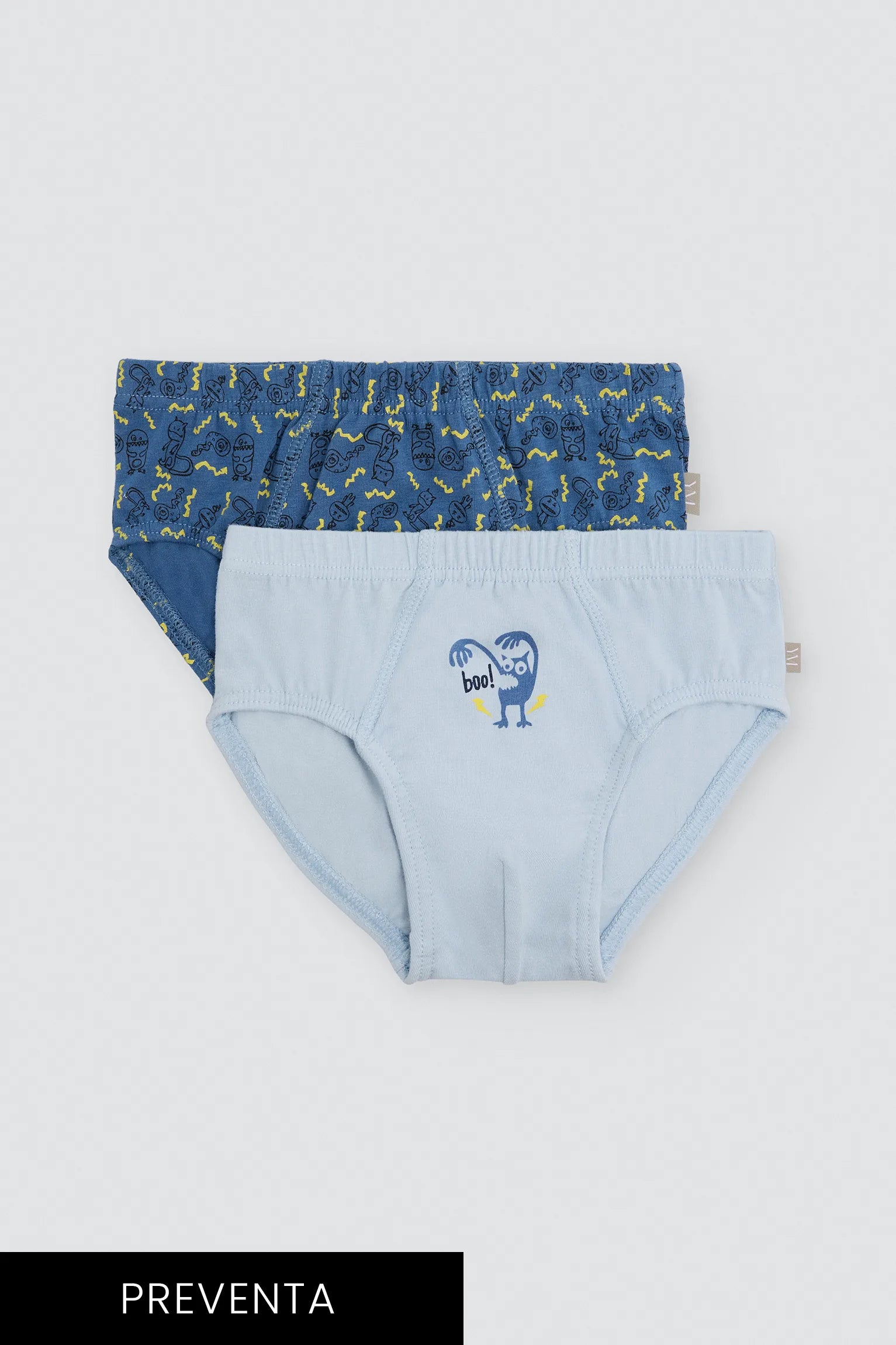 PREVENTA Pack 2 slips de niño algodón estampado monstruos