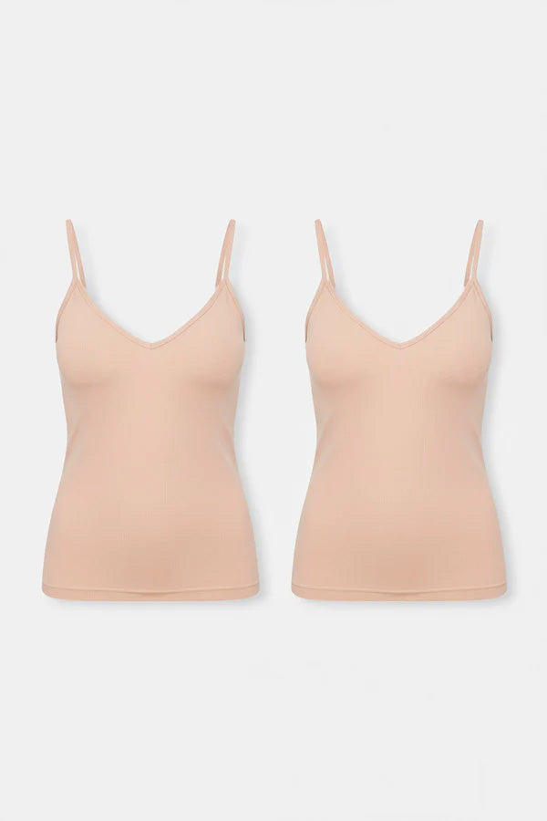 Pack de 2 camisetas interiores de tirantes algodón nude - Ysabel Mora