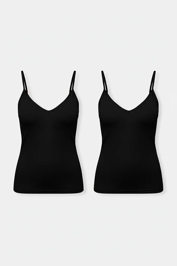 Pack de 2 camisetas interiores de tirantes algodón negro
