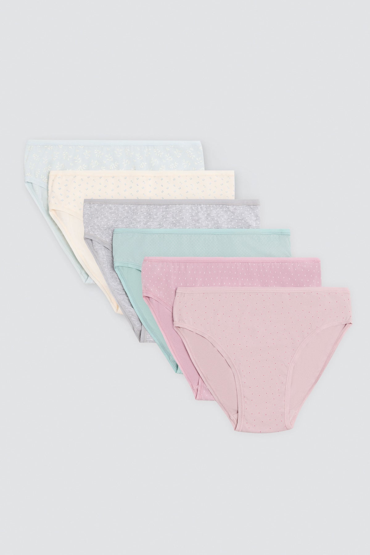 Pack de 6 bragas midi de algodón estampadas
