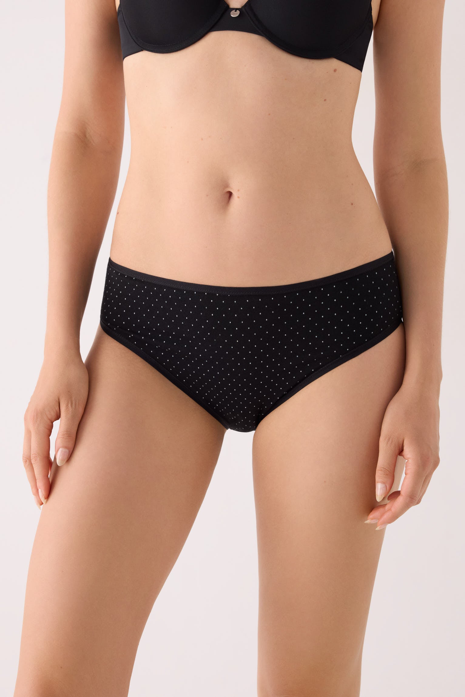 Pack de 2 bragas midi algodón estampadas negro y beige multicolor