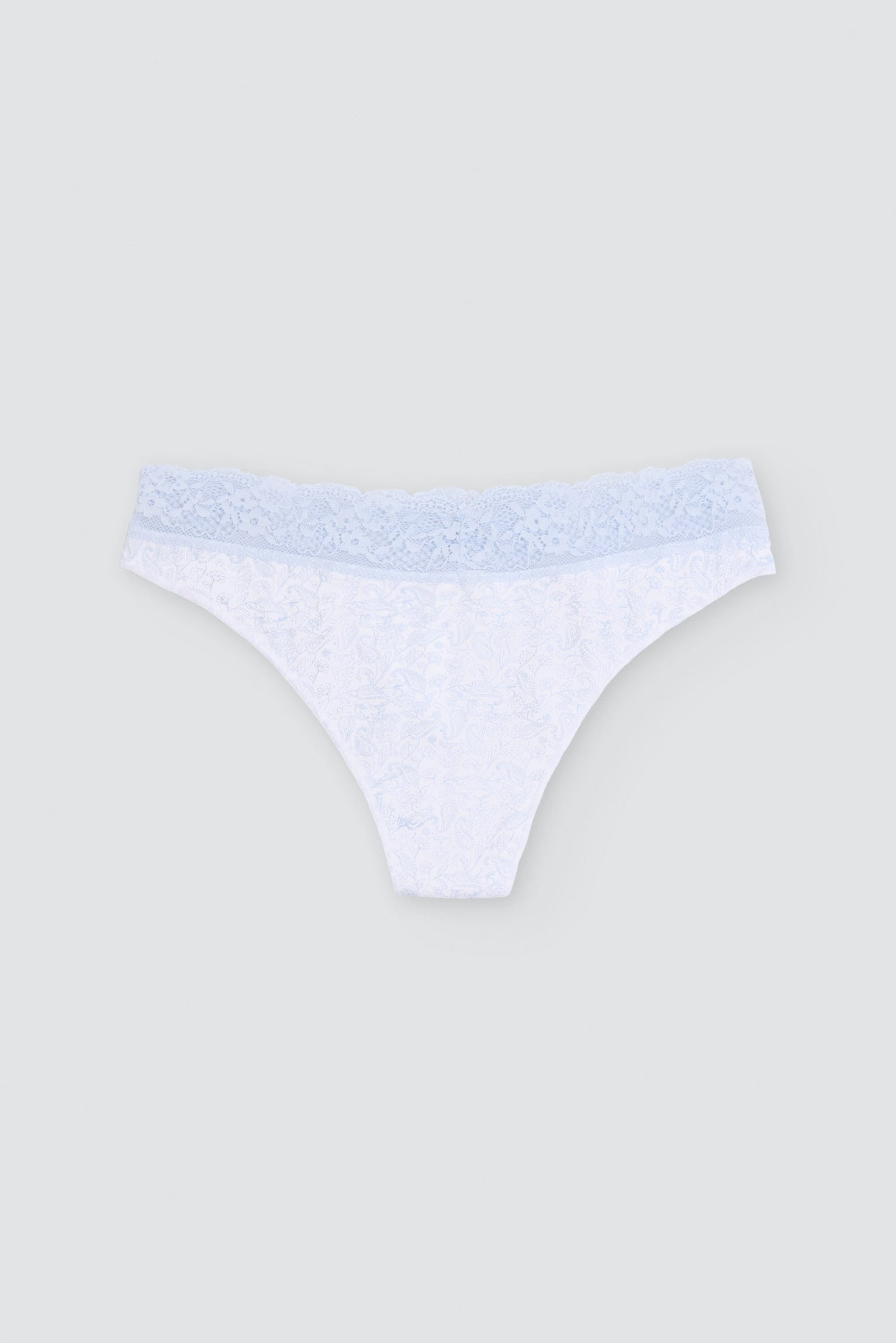 Pack de 2 tangas algodón estampados con ribete de encaje azul