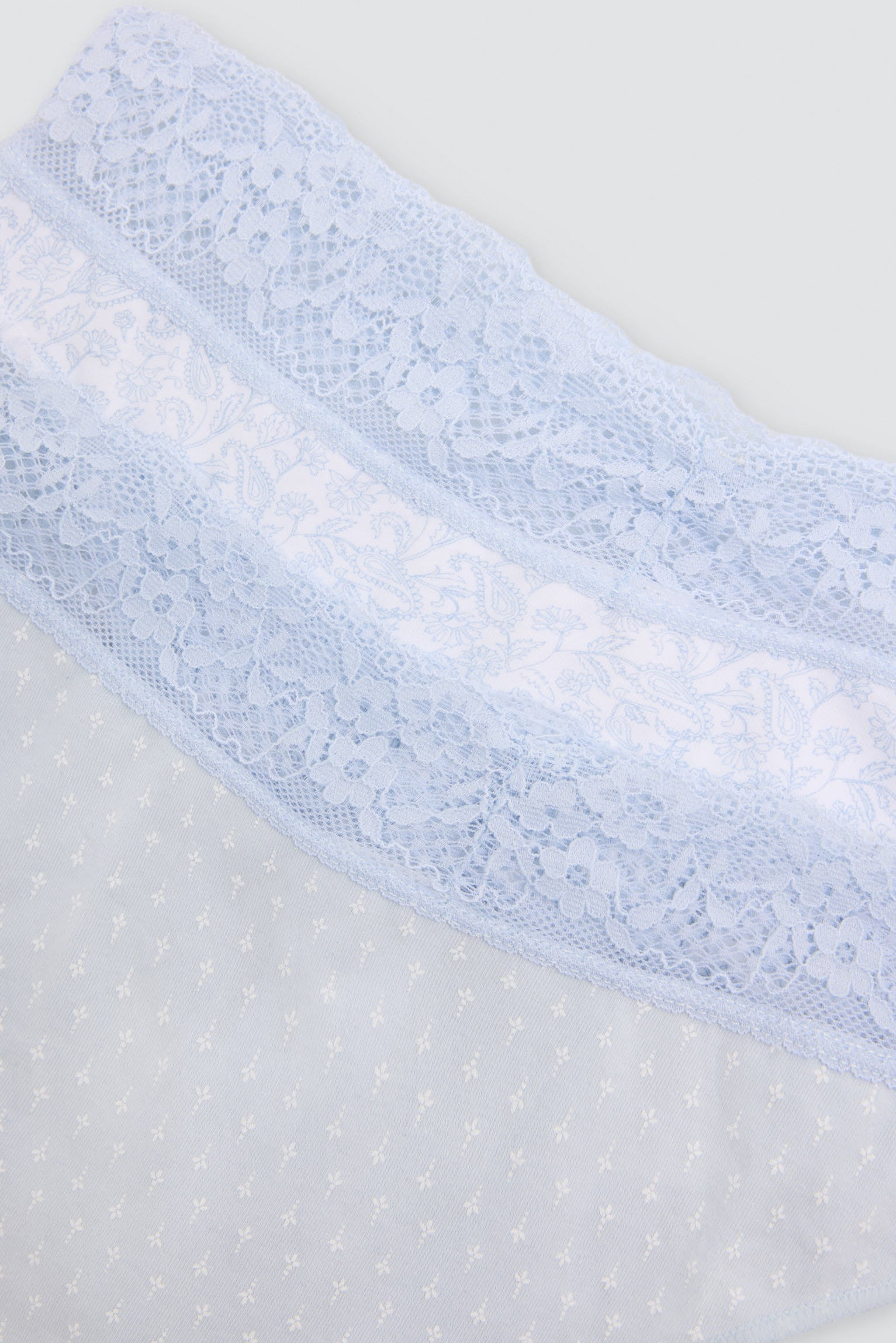 Pack de 2 tangas algodón estampados con ribete de encaje azul