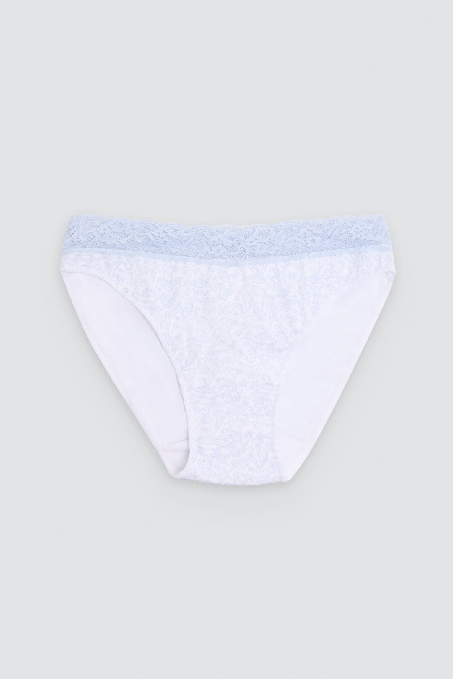 Pack de 2 bragas mini algodón estampadas con ribete de encaje azul