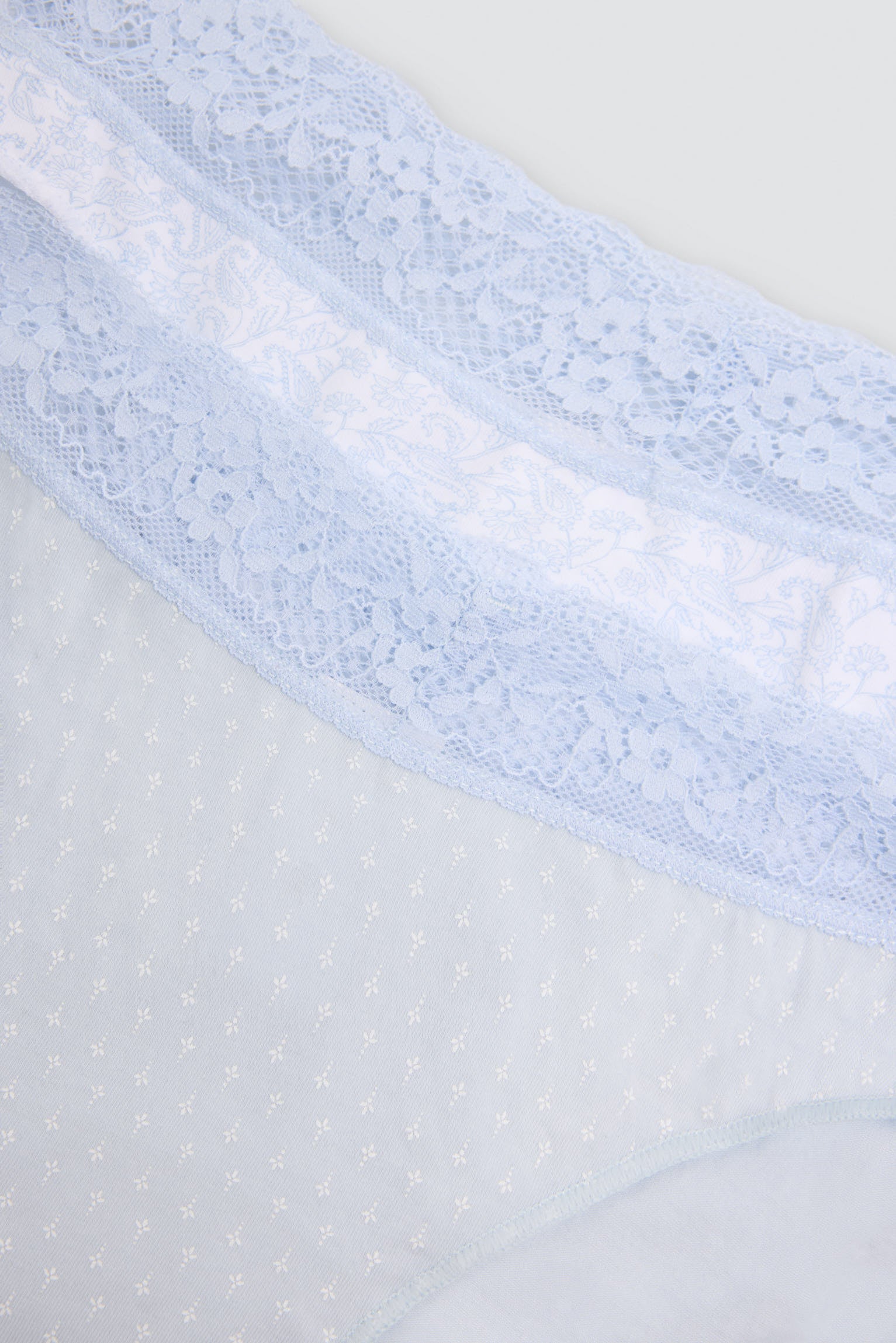 Pack de 2 bragas mini algodón estampadas con ribete de encaje azul