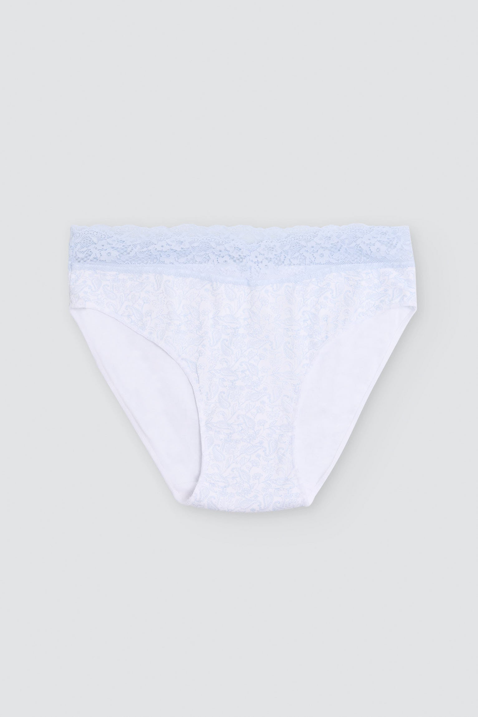 Pack de 2 bragas midi algodón estampadas con ribete de encaje azul
