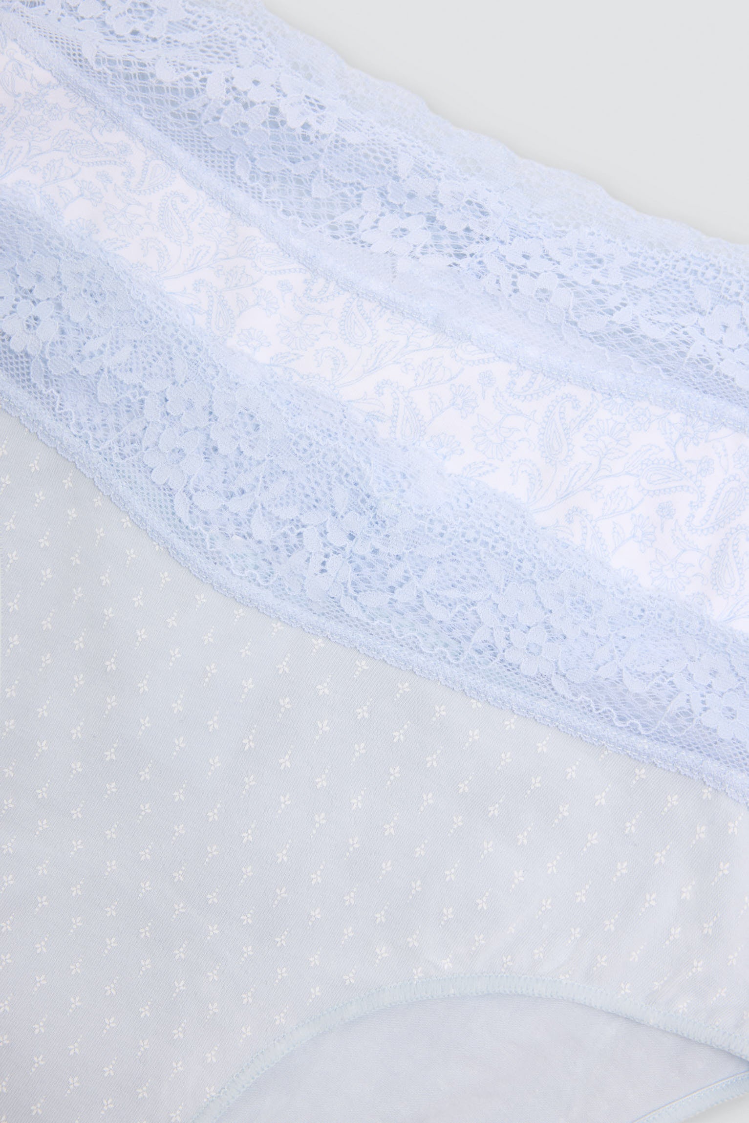 Pack de 2 bragas midi algodón estampadas con ribete de encaje azul