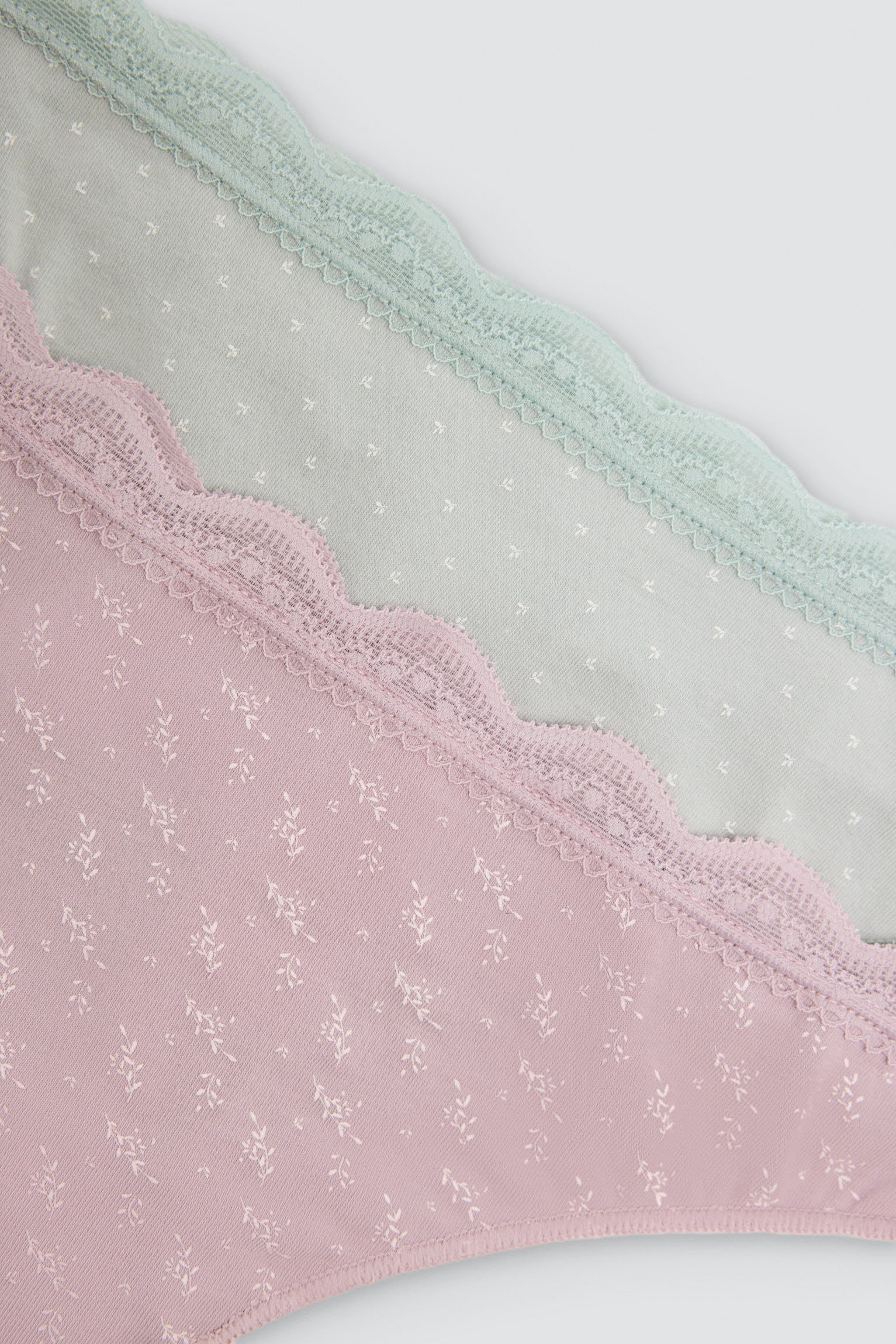Pack de 2 tangas estampados algodón con ribete de encaje multicolor