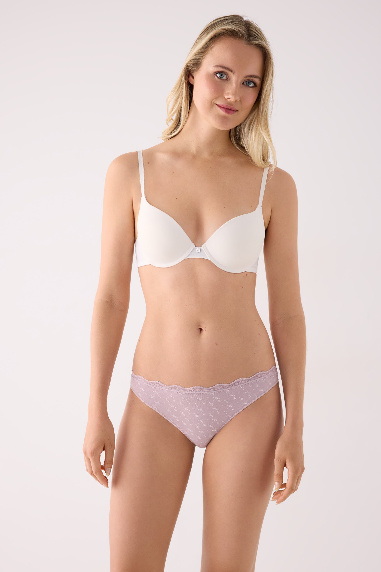 Pack de 2 tangas estampados algodón con ribete de encaje multicolor