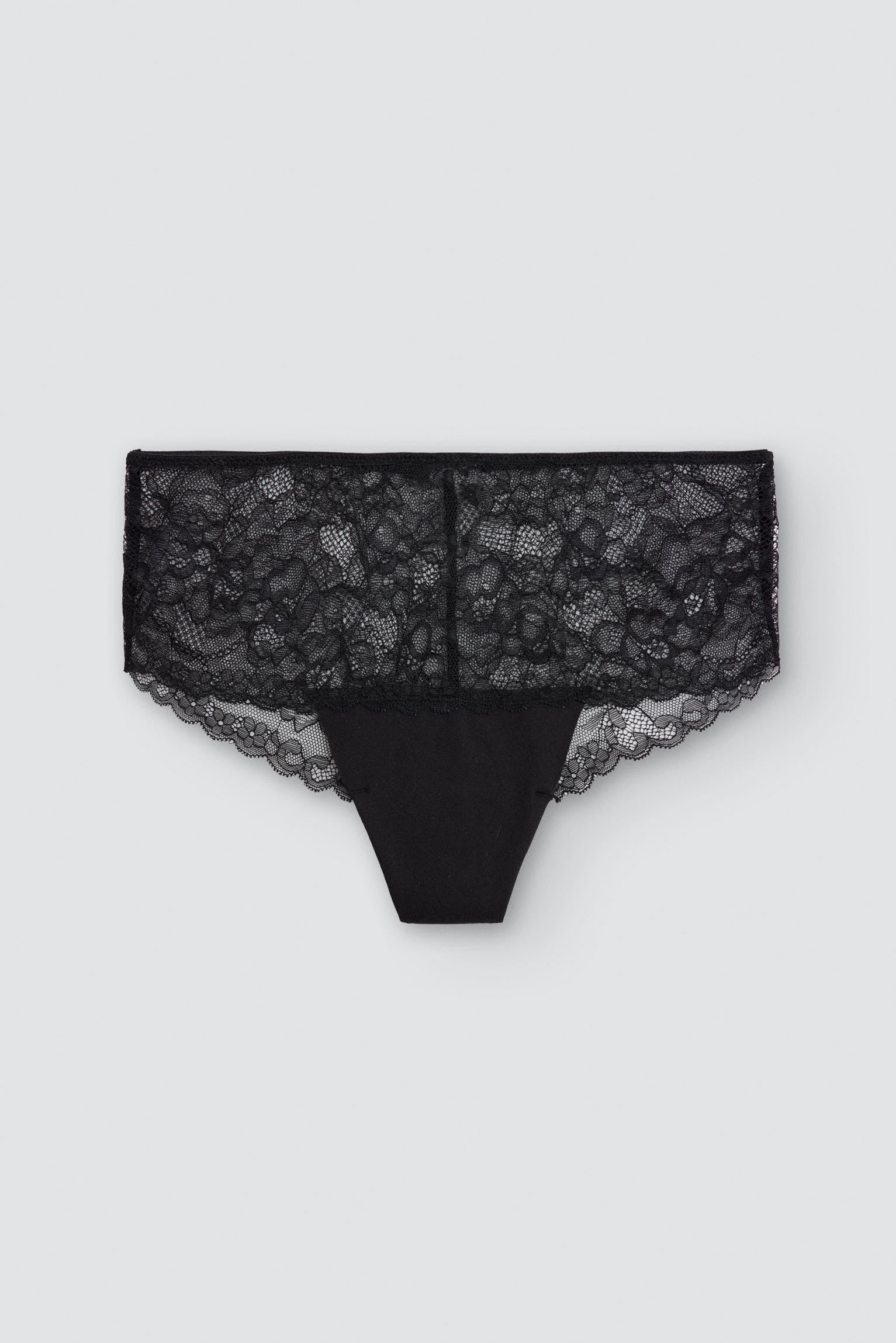 Braga hipster brasileña algodón láser con encaje negro