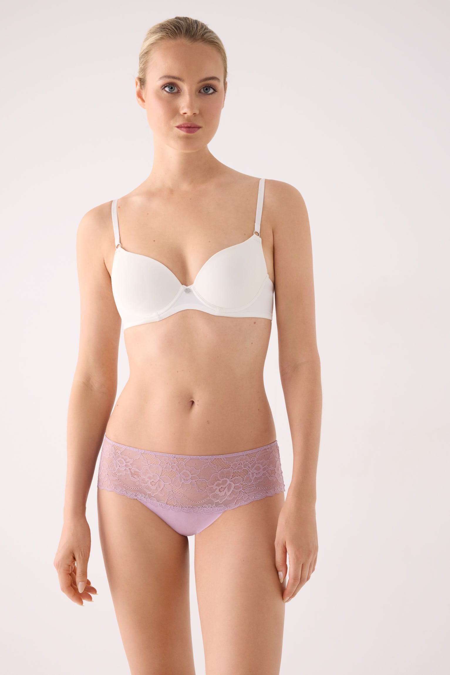 PREVENTA Braga hipster brasileña algodón láser con encaje rosa