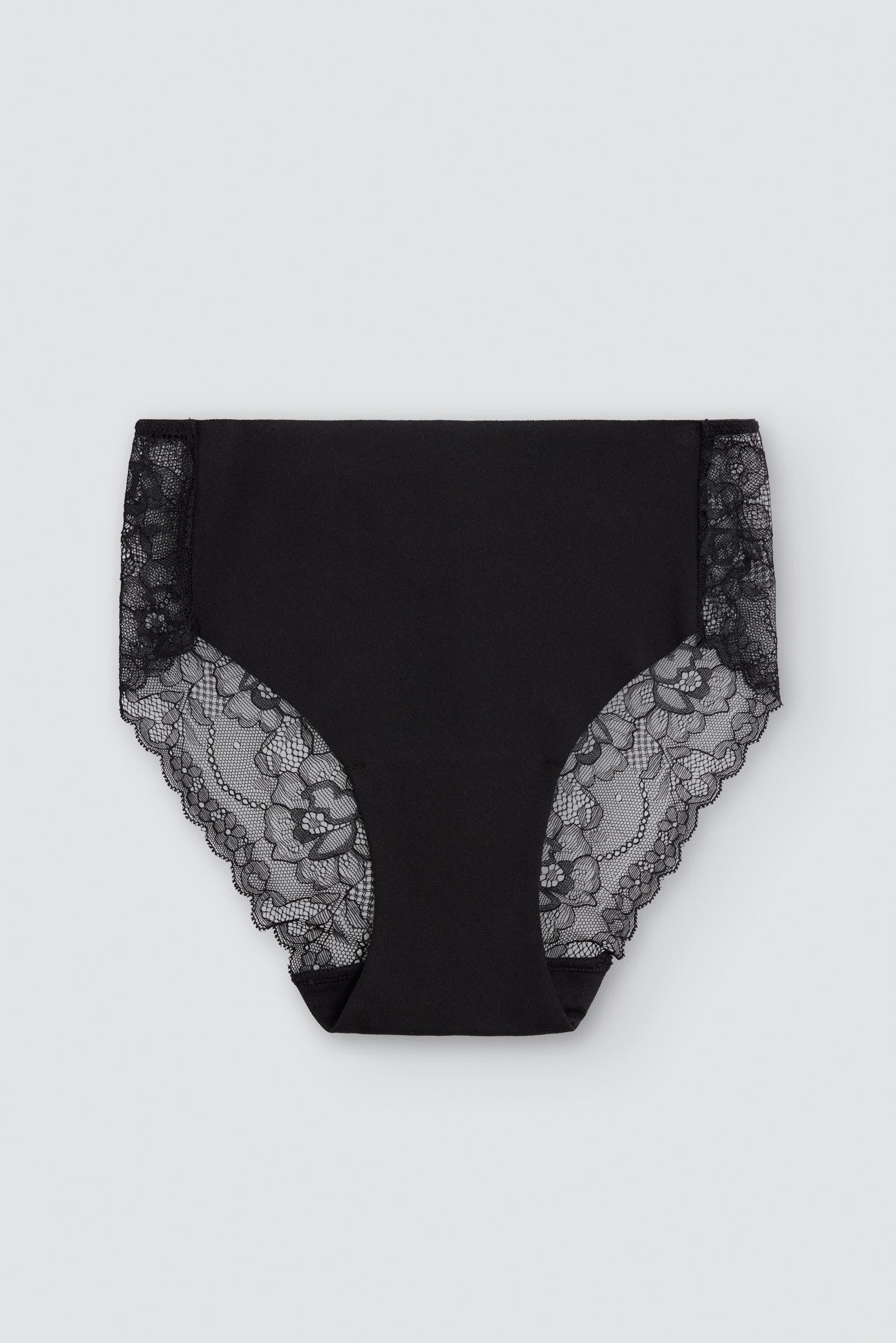 Braga midi algodón láser con encaje negro
