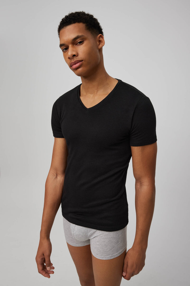 Short sleeve V-neck thermal underwear T-shirt