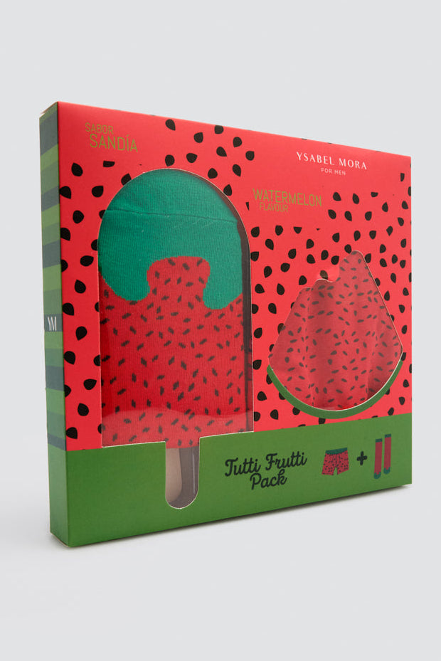 Pack bóxer y calcetín estampado sandía