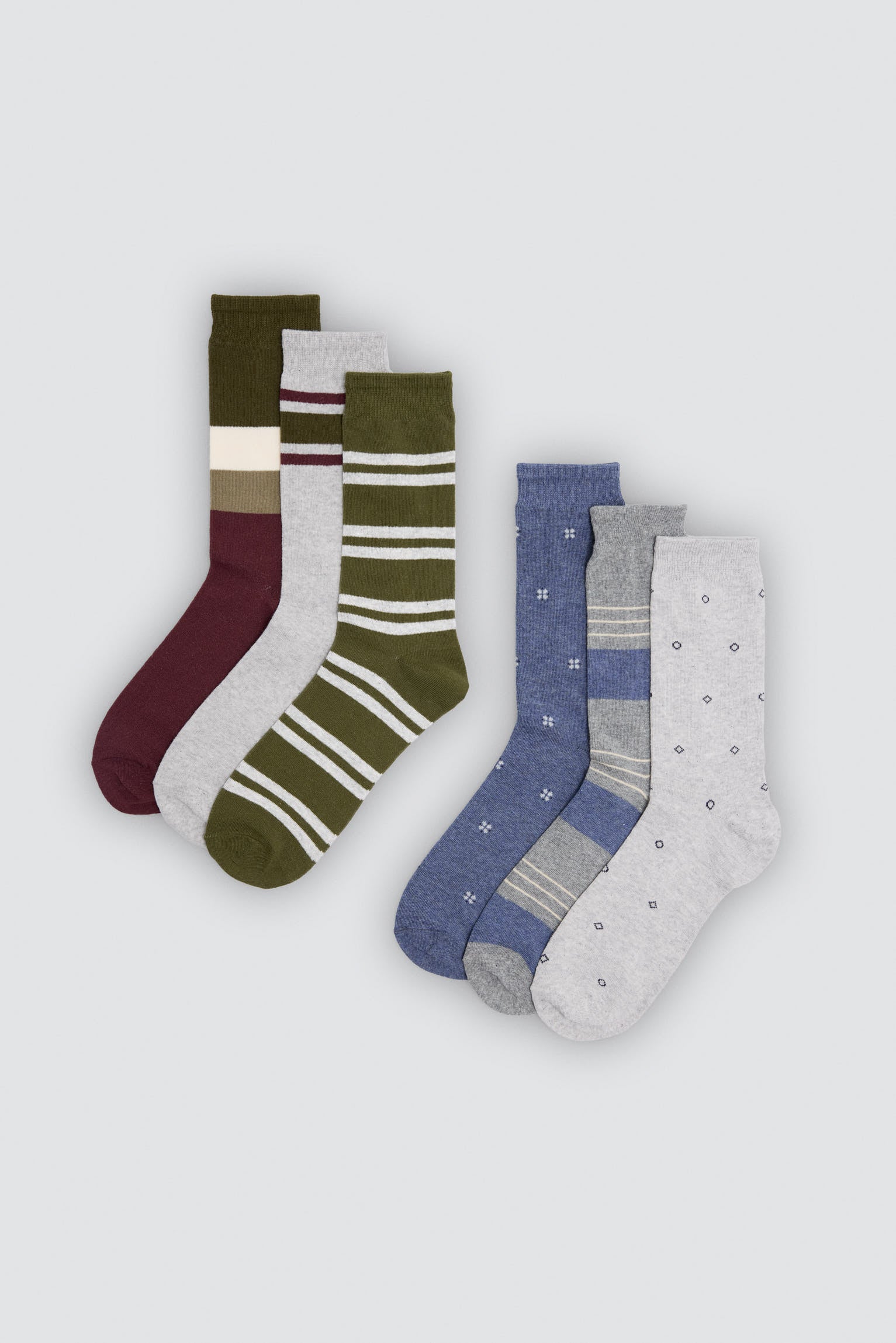 Pack 6 calcetines estampado rayas y elementos geométricos