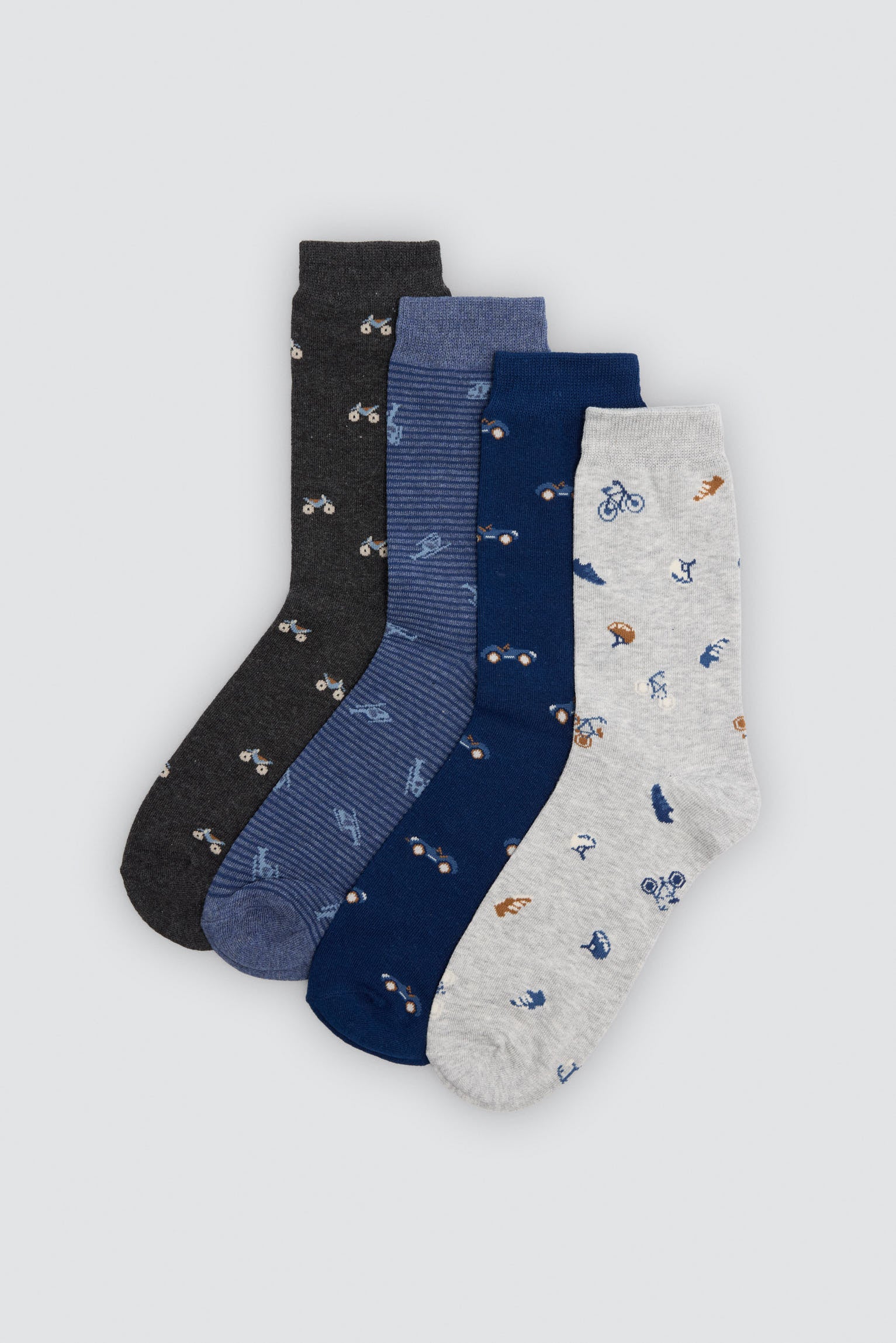 Pack 4 calcetines estampado vehiculos