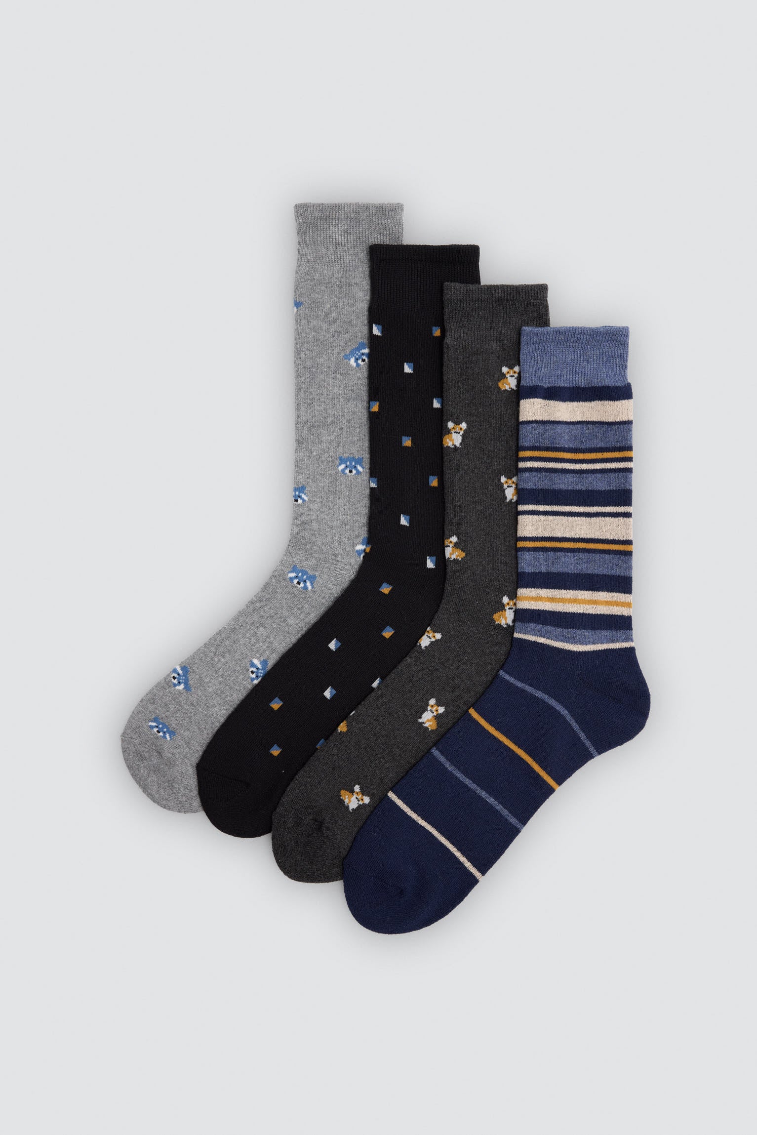 Pack 4 calcetines térmicos estampados variados animales y rayas