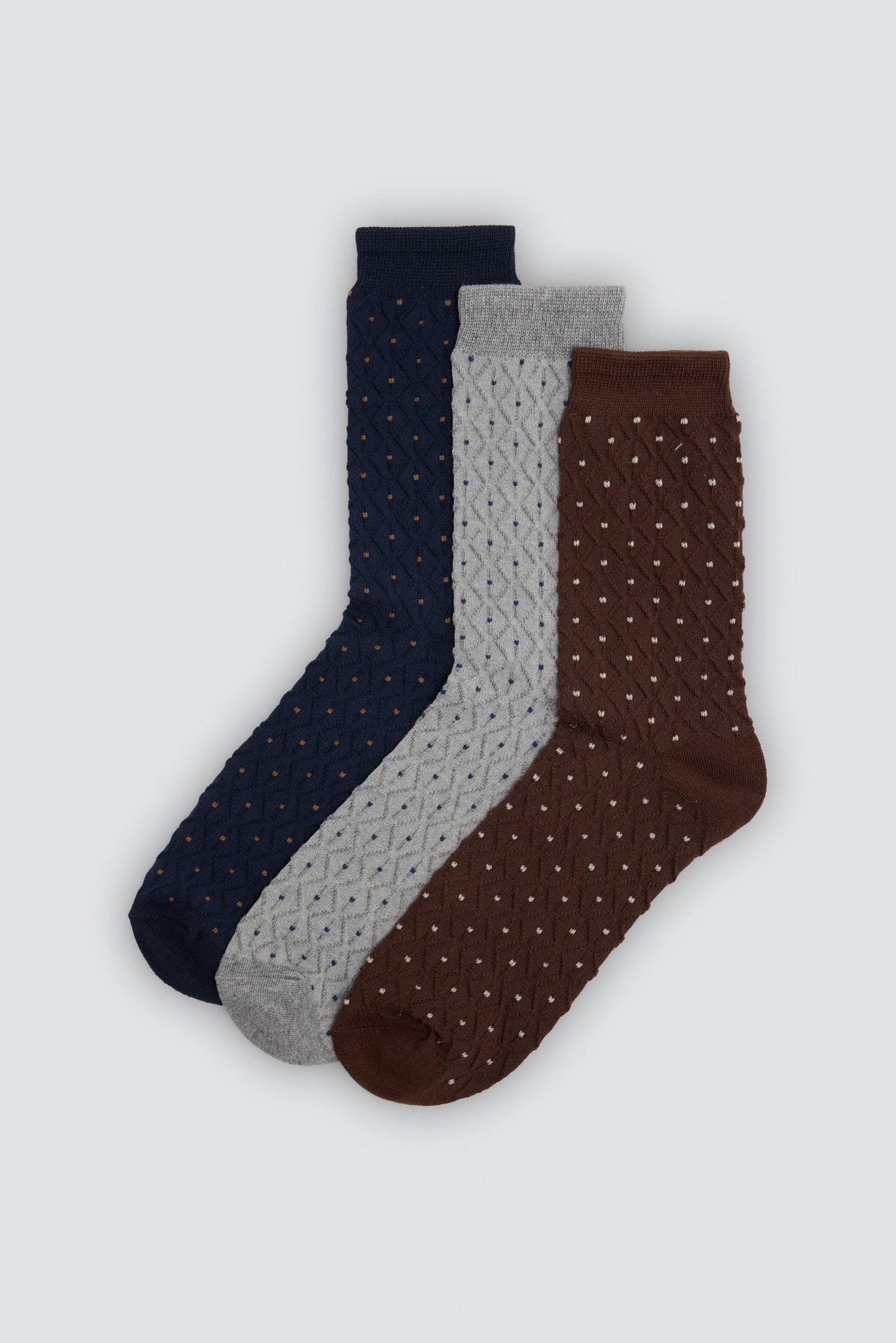 Pack 3 calcetines texturizados hombre estampado lunares