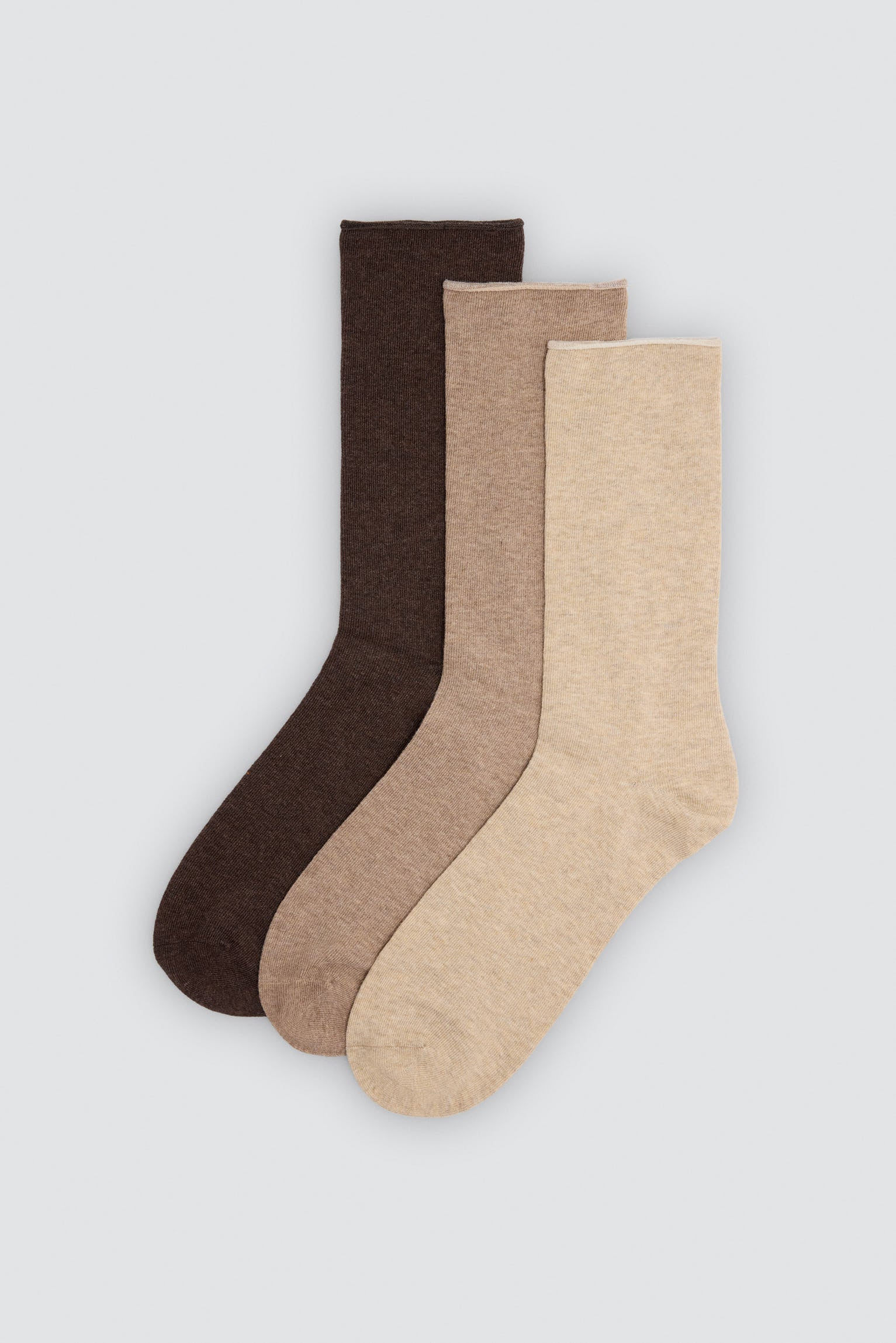 Pack 3 calcetines hombre algodón sin puño antipresión colores neutros