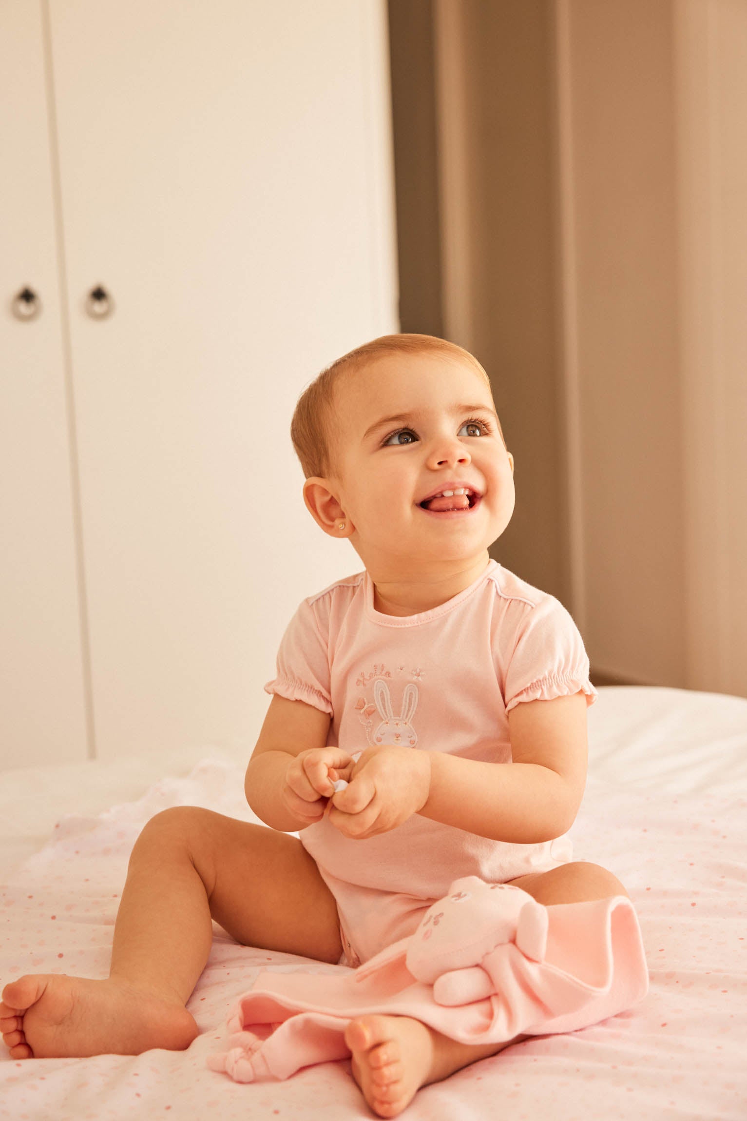 Pink short sleeve cotton romper