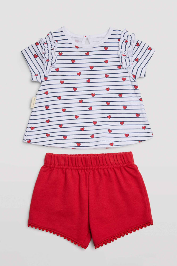 25364-1-conjunto-2-piezas-bebe-camiseta-short-ysabel-mora - Rojo