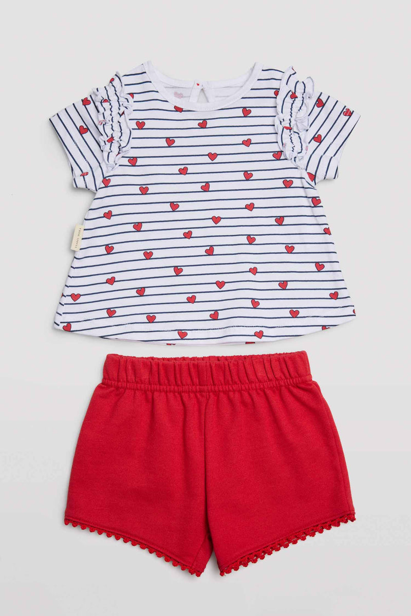 25364-1-conjunto-2-piezas-bebe-camiseta-short-ysabel-mora - Rojo