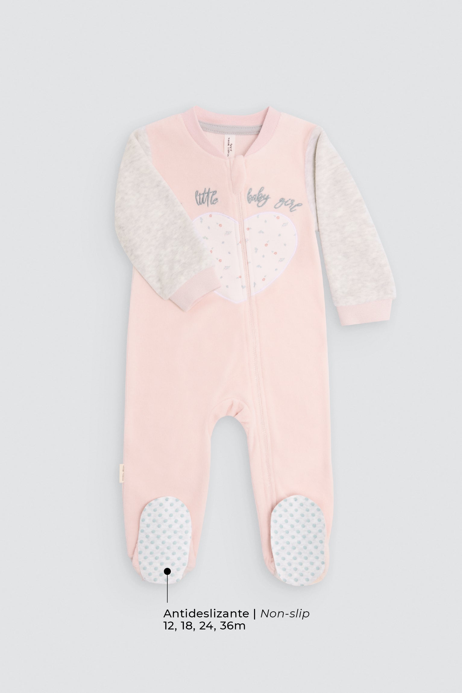Pelele bebé cremallera estampado corazón
