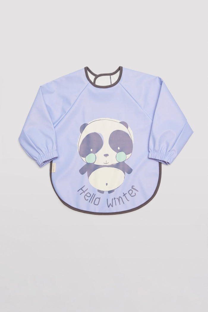 Babador impermeável para bebê com mangas longas e estampa panda